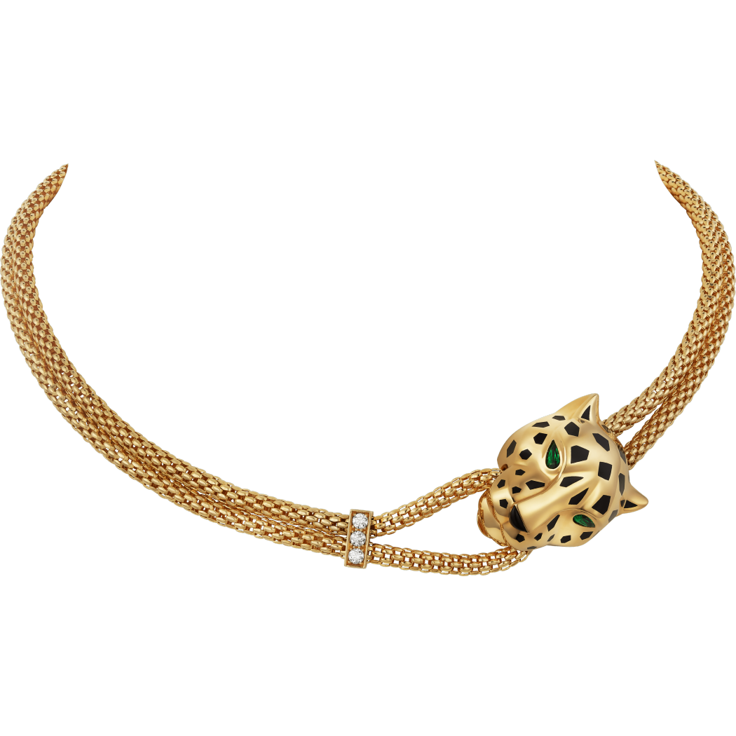 N7408338 - Panthère de Cartier卡地亚猎豹项链 18K黄金 - 黄金，亮漆，钻石，沙弗莱石榴石，缟玛瑙 - 卡地亚