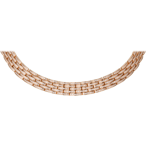 Maillon Panthère五排窄版项链，铺镶钻石