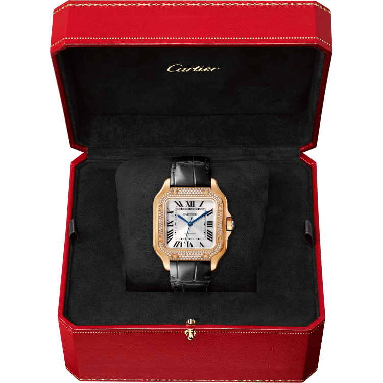 Santos de Cartier腕表 中号 18K玫瑰金 自动上链