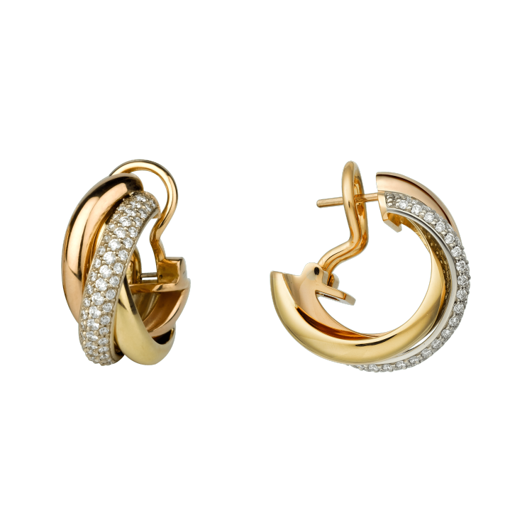 trinity耳环18k白金18k黄金18k玫瑰金