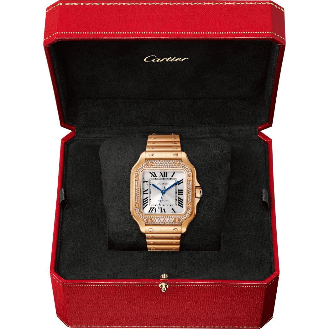 Santos de Cartier腕表 中号 18K玫瑰金 自动上链