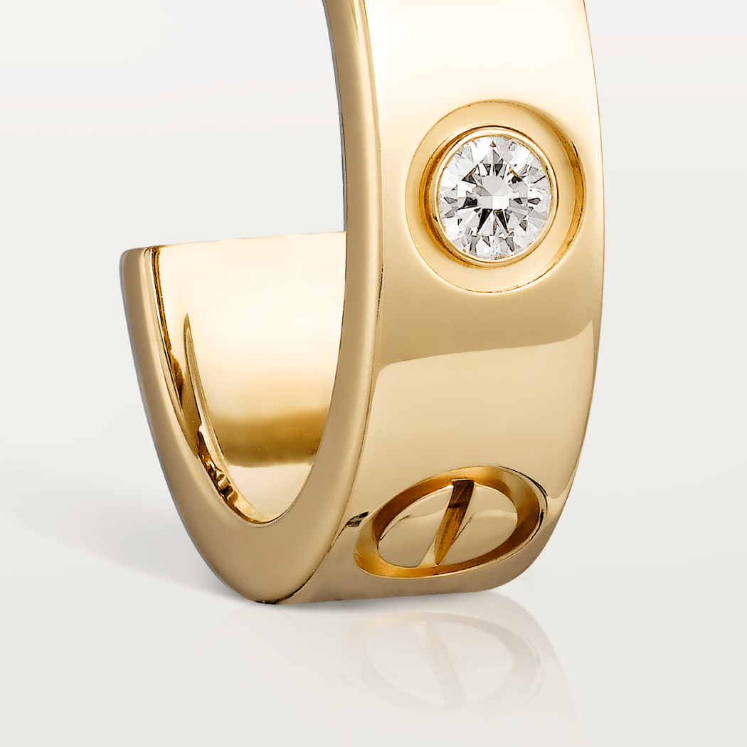 LOVE耳环，镶嵌2颗钻石 18K黄金