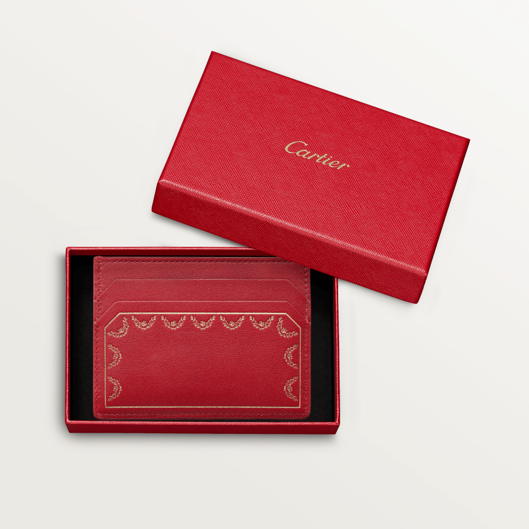 Guirlande de Cartier单卡片夹 红色 小牛皮