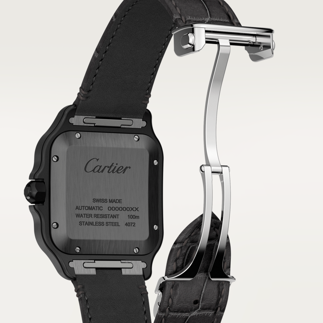 Santos de Cartier腕表 大号 精钢与ADLC碳镀层（类金刚石碳镀层） 自动上链