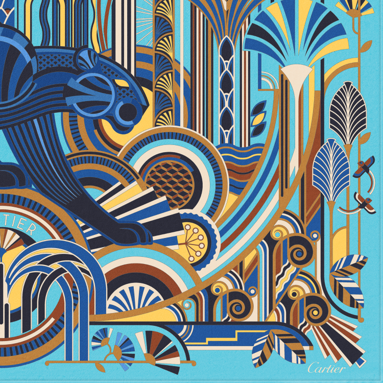 猎豹装饰艺术风格图案方巾 90