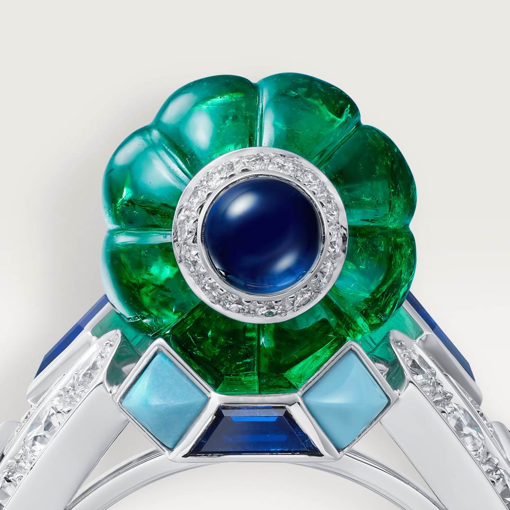 H4386600 - Creative系列戒指金- 白金，祖母绿，蓝玉髓，蓝宝石，缟 
