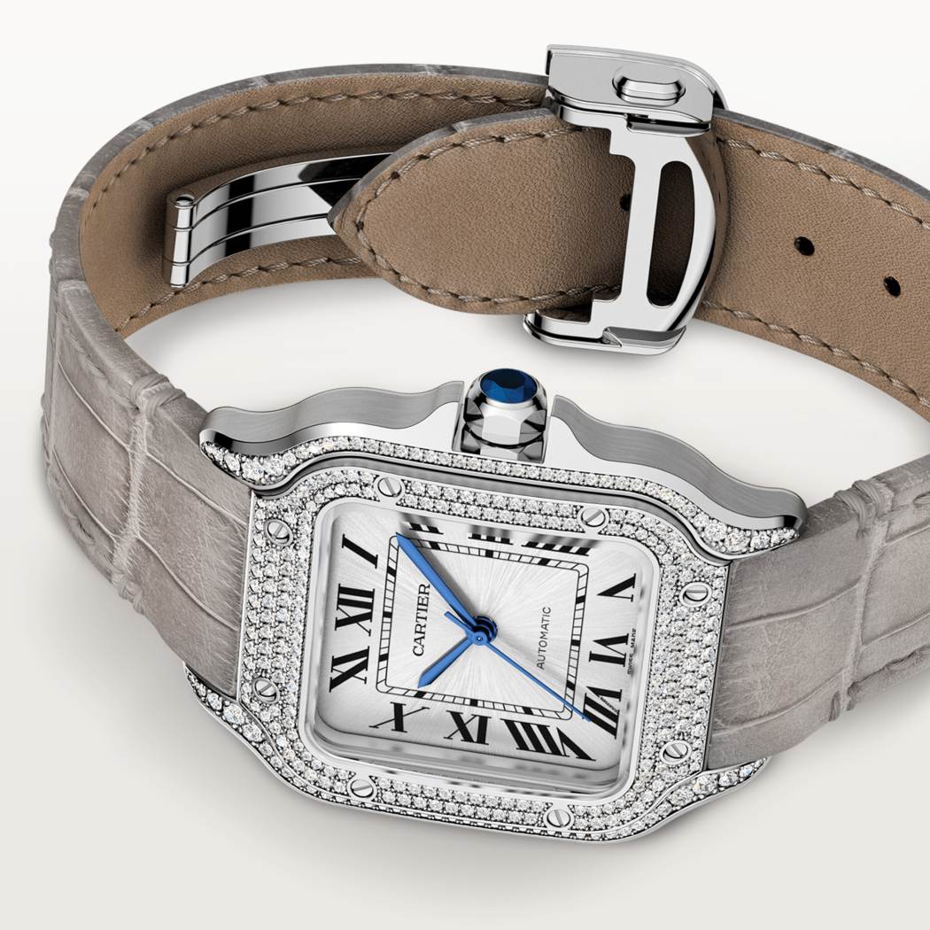 Santos de Cartier腕表 中号 18K镀铑白金 自动上链