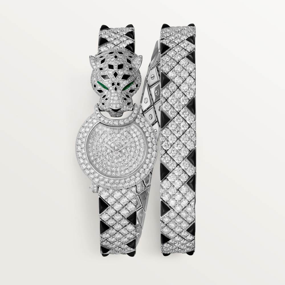 La Panthère de Cartier 腕表 中号款 18K镀铑白金 石英
