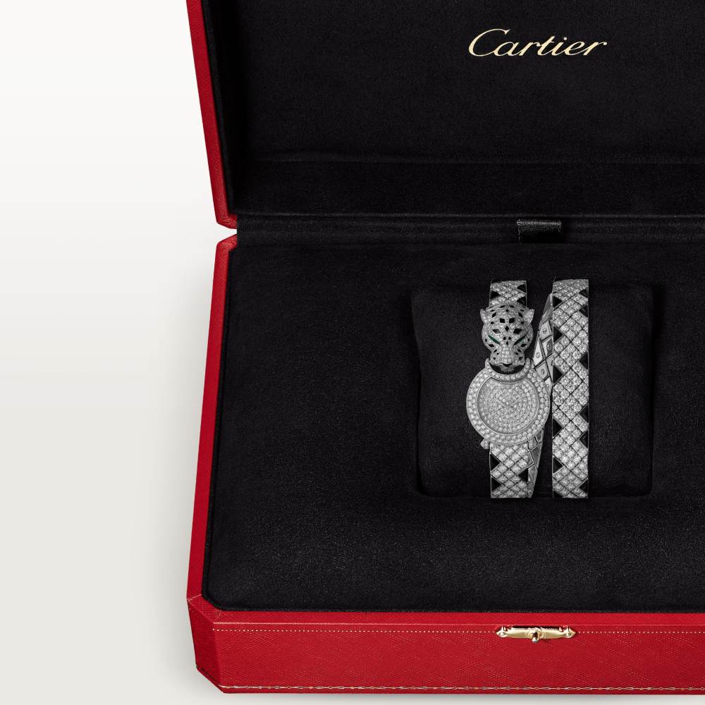 La Panthère de Cartier 腕表 中号款 18K镀铑白金 石英