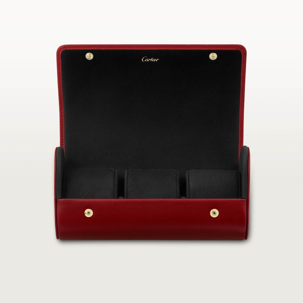 OG000669 - Diabolo de Cartier 3枚腕表旅行收纳盒- 红色小牛皮- 卡地亚