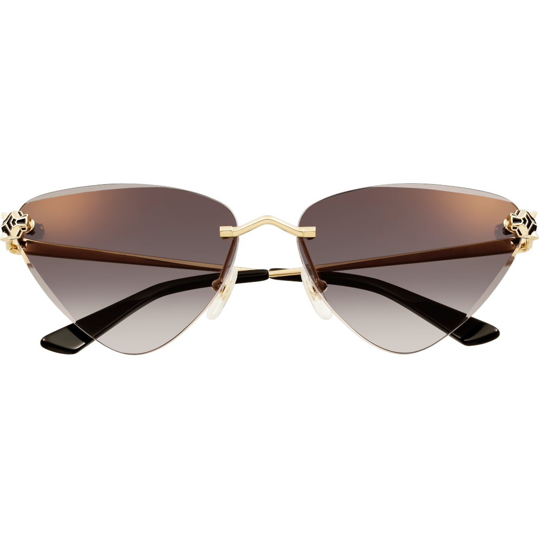 ESW00612 - Panthère de Cartier卡地亚猎豹太阳眼镜 - 抛光镀金饰面金属材质，渐变棕色镜片，金色闪光 - 卡地亚