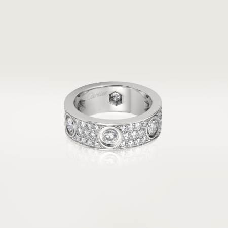 LOVE戒指，铺镶钻石 18K白金