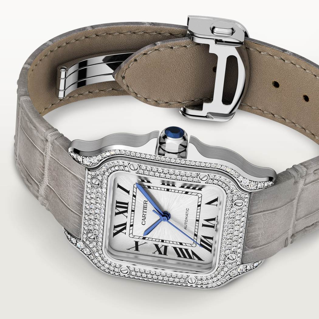 Santos de Cartier腕表 中号 18K镀铑白金 自动上链