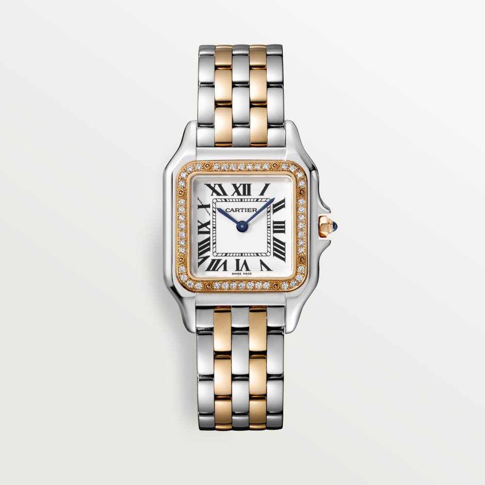 Panthère de Cartier腕表 中号款 精钢色 - 玫瑰K金 石英