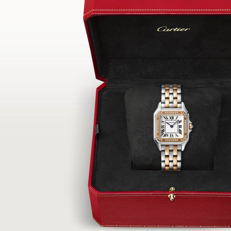 Panthère de Cartier腕表 中号款 精钢色 - 玫瑰K金 石英