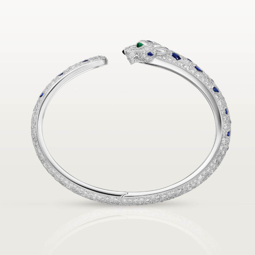Panthère de Cartier卡地亚猎豹手镯，中号款，铺镶钻石  18K白金
