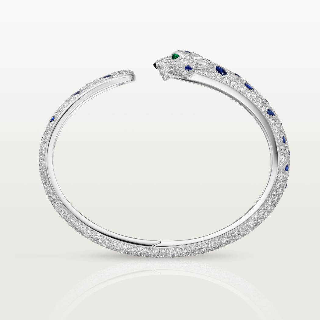 Panthère de Cartier卡地亚猎豹手镯，中号款，铺镶钻石  18K白金