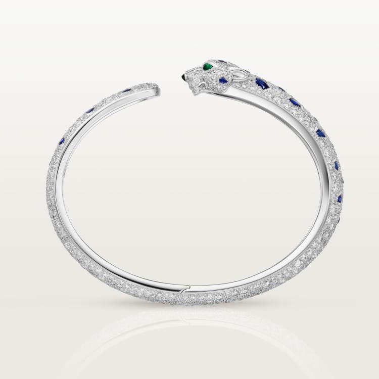 Panthère de Cartier卡地亚猎豹手镯，中号款，铺镶钻石  18K白金