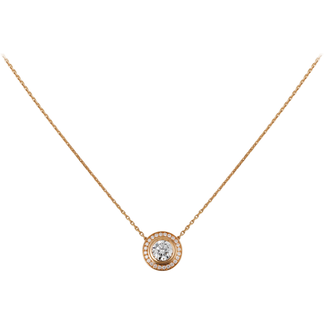 Cartier d'Amour吊坠项链，镶嵌圆形明亮式切割钻石，铺镶钻石  18K玫瑰金