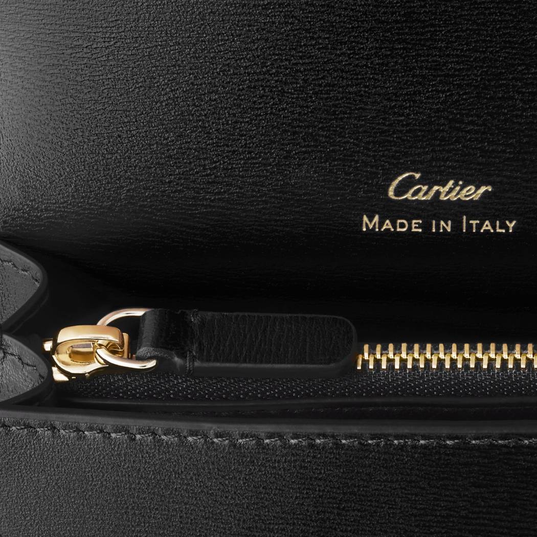 拉链名片夹，Panthère de Cartier卡地亚猎豹系列 黑色 小牛皮