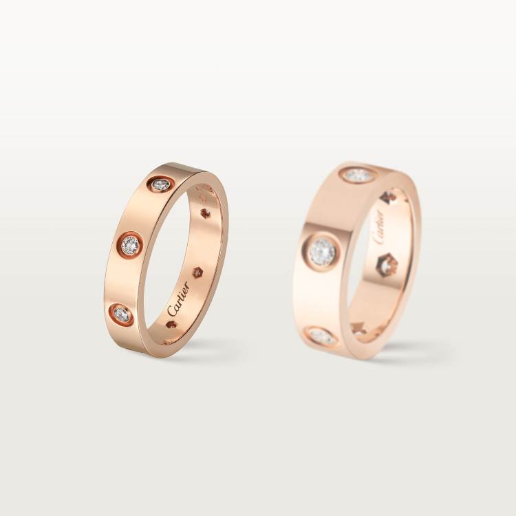 LOVE戒指，小号款，镶嵌8颗钻石 18K玫瑰金