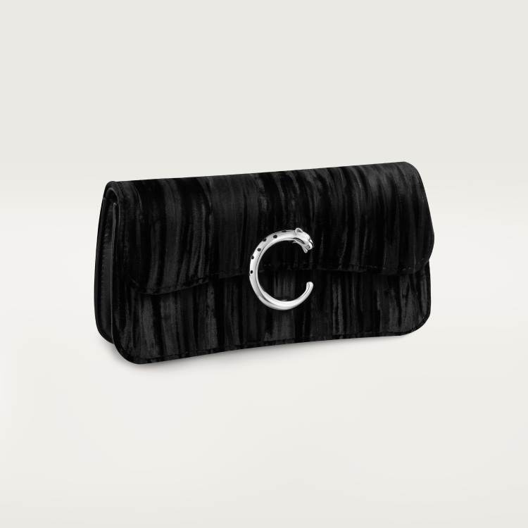 Panthère C de Cartier系列迷你款链条手袋 黑色 天鹅绒