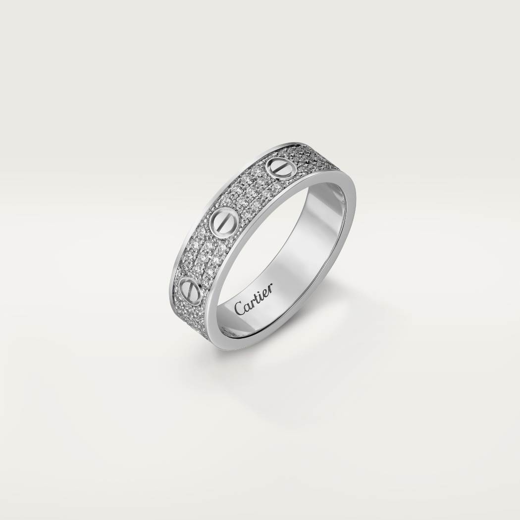 LOVE结婚戒指，铺镶钻石 18K白金