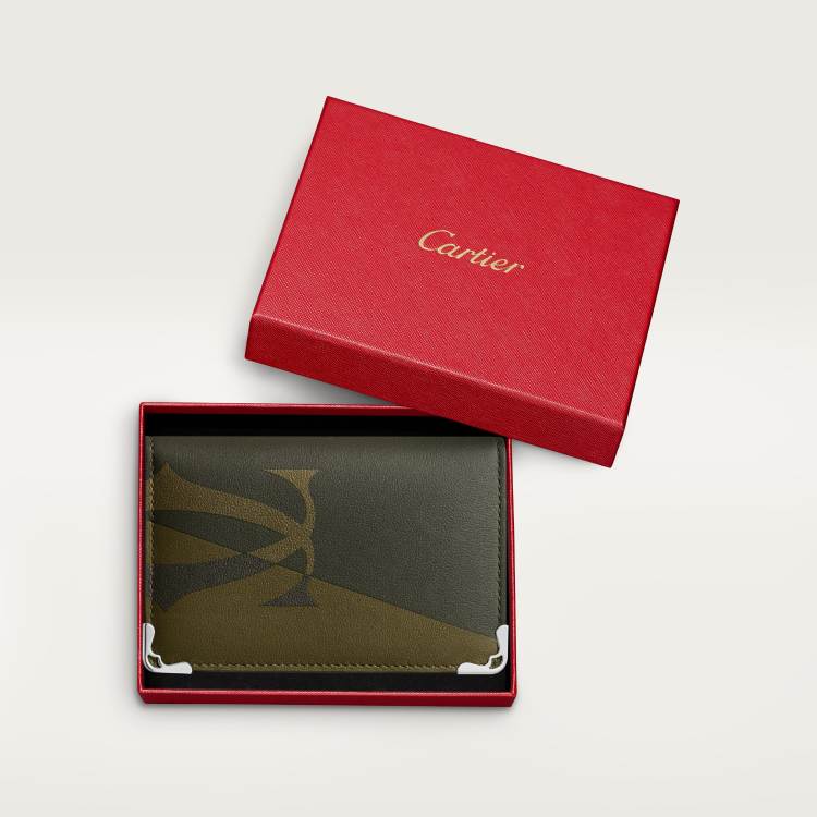 4信用卡皮夹，Must de Cartier系列 卡其色 小牛皮