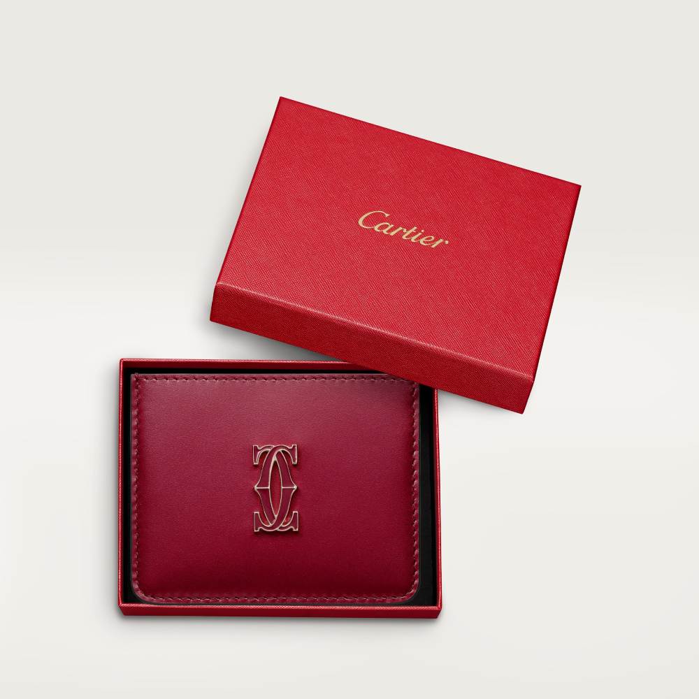 C de Cartier单卡片夹 红色 小牛皮