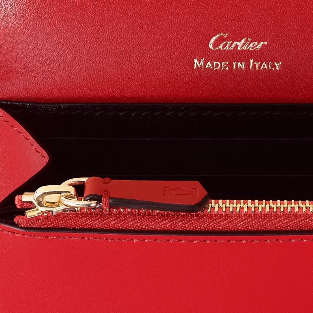 C de Cartier系列小皮具，皮夹 红色 小牛皮