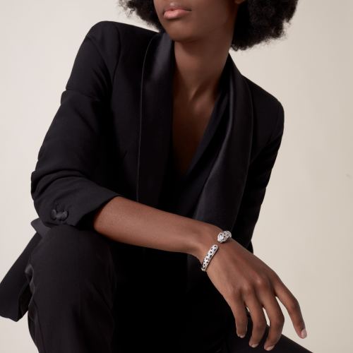 Panthère de Cartier卡地亚猎豹手镯，中号款，半铺镶钻石