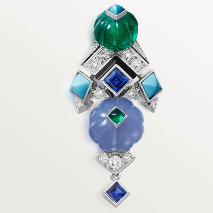 Sixième Sens par Cartier 耳环，玉髓，铺镶钻石 18K白金
