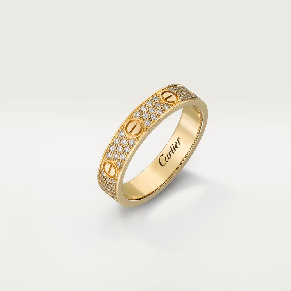 LOVE结婚戒指，铺镶钻石 18K黄金