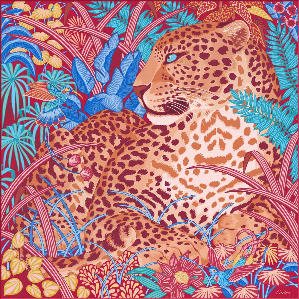 猎豹丛林图案方巾 90