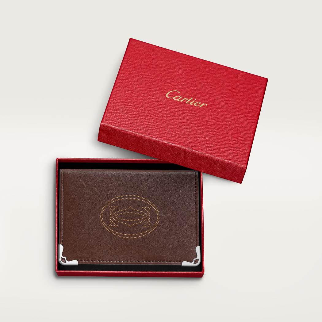 Must de Cartier系列小皮具，卡片夹 CHOCOLATE 小牛皮