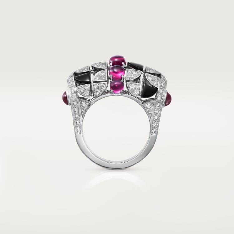 Beautés du Monde戒指，红碧玺，铺镶钻石 18K白金