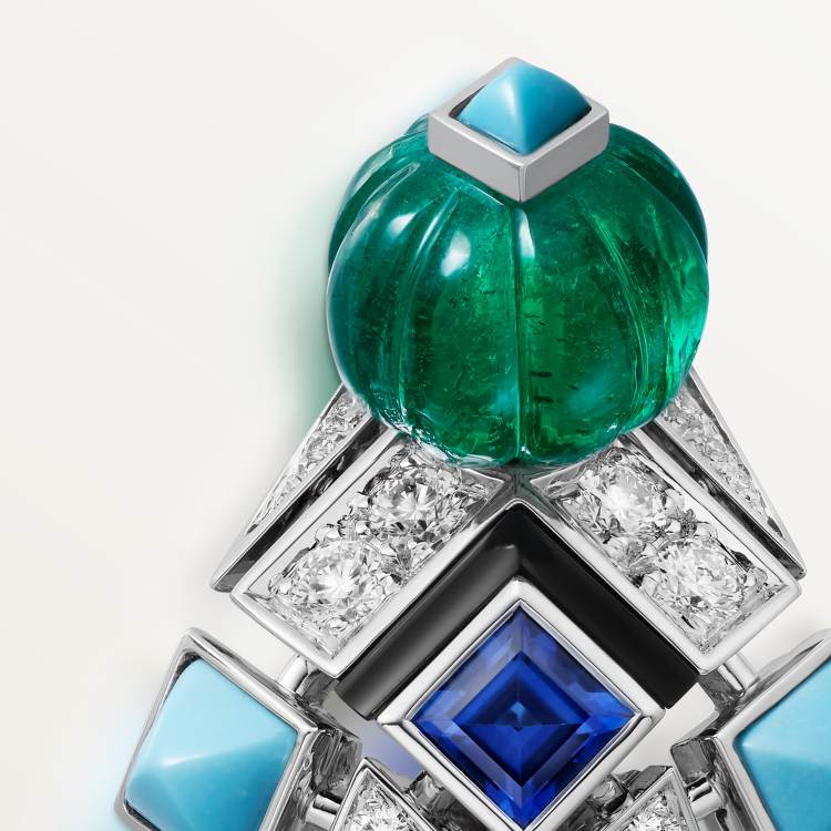 Sixième Sens par Cartier 耳环，玉髓，铺镶钻石 18K白金