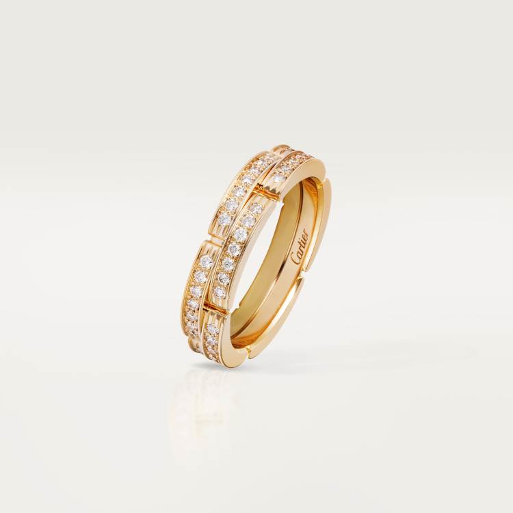 Maillon Panthère双排结婚戒指，半铺镶钻石 18K黄金