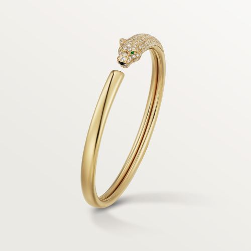 Panthère de Cartier卡地亚猎豹手镯，小号款，半铺镶钻石