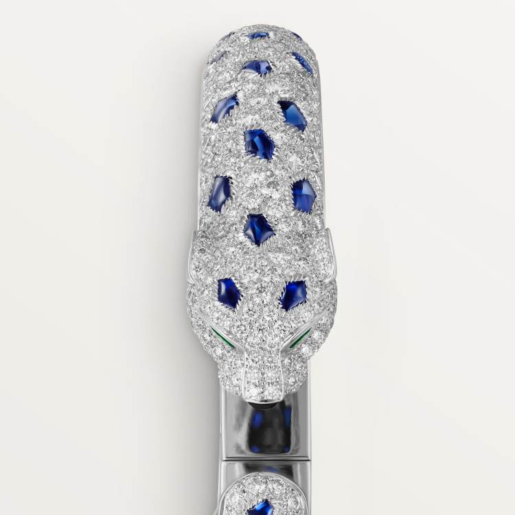 Panthère de Cartier卡地亚猎豹手镯，中号款，铺镶钻石  18K白金