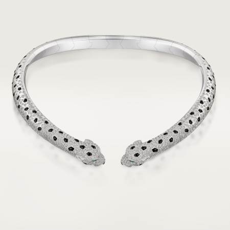 Panthère de Cartier卡地亚猎豹颈圈项链，双头款，铺镶钻石 18K白金