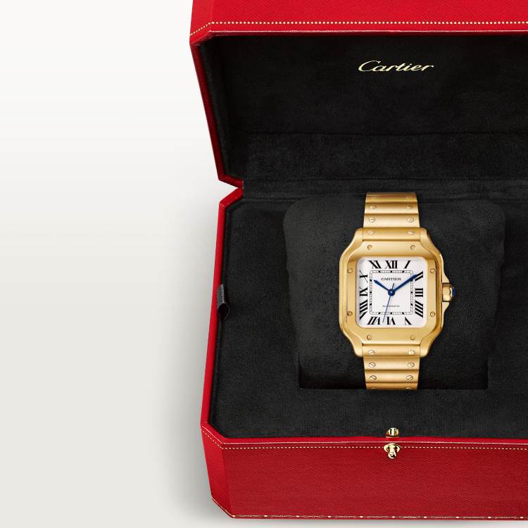 Santos de Cartier腕表 中号款 18K黄金 自动上链