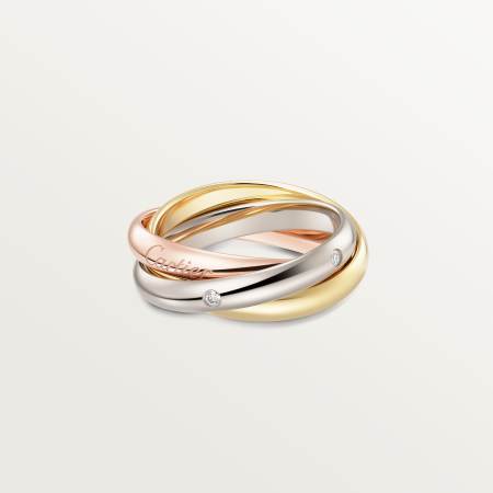 Trinity戒指，经典款，镶嵌5颗钻石 18K白金，18K黄金，18K玫瑰金