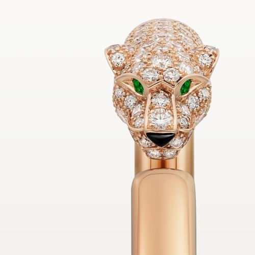 Panthère de Cartier卡地亚猎豹手镯，小号款，半铺镶钻石