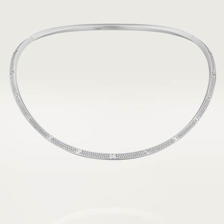LOVE颈圈项链，铺镶钻石 18K白金