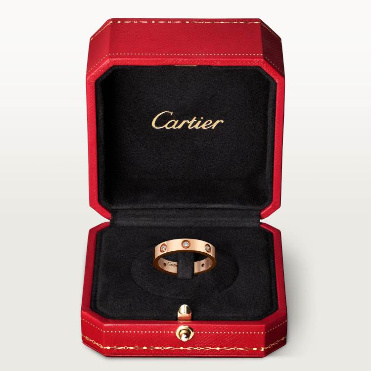 LOVE结婚戒指，镶嵌8颗钻石 18K玫瑰金