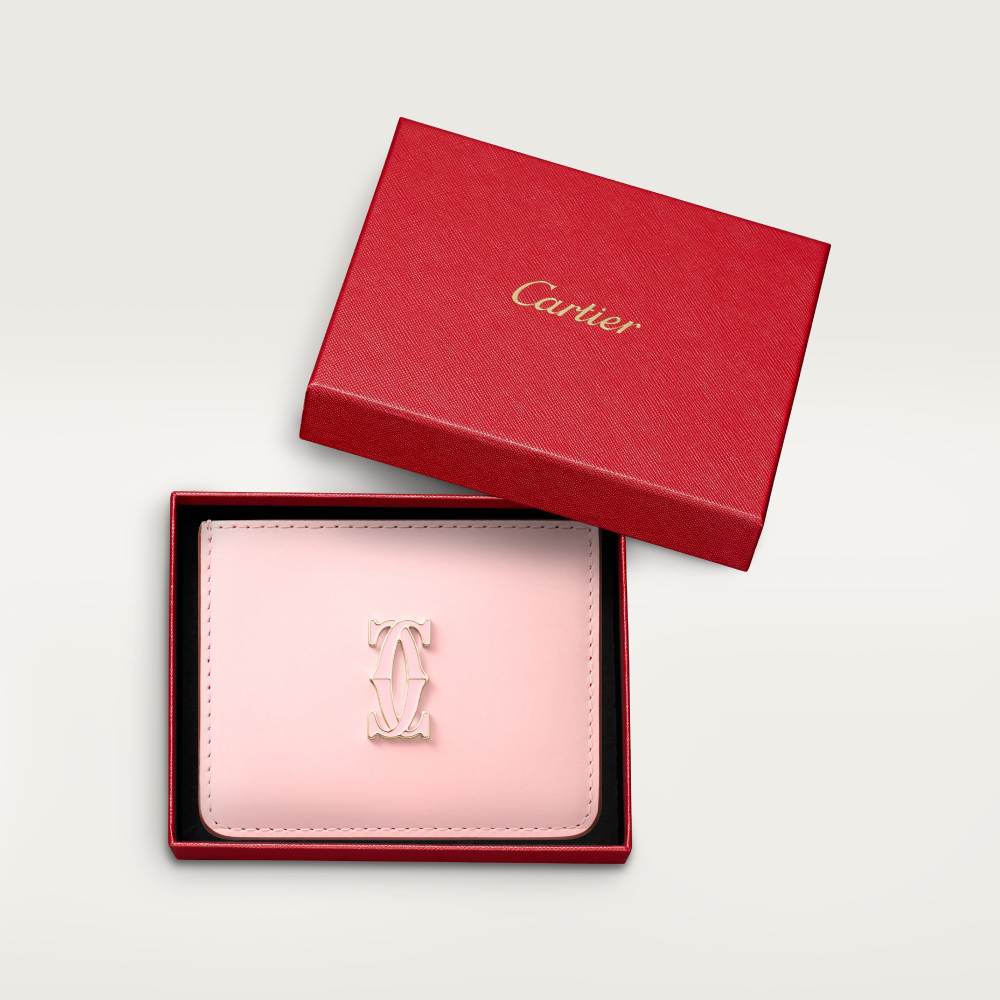C de Cartier单卡片夹 粉色 小牛皮