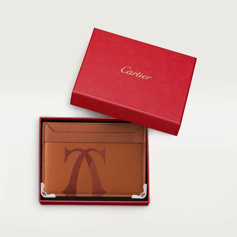 Must de Cartier系列双层卡片夹  棕色 小牛皮