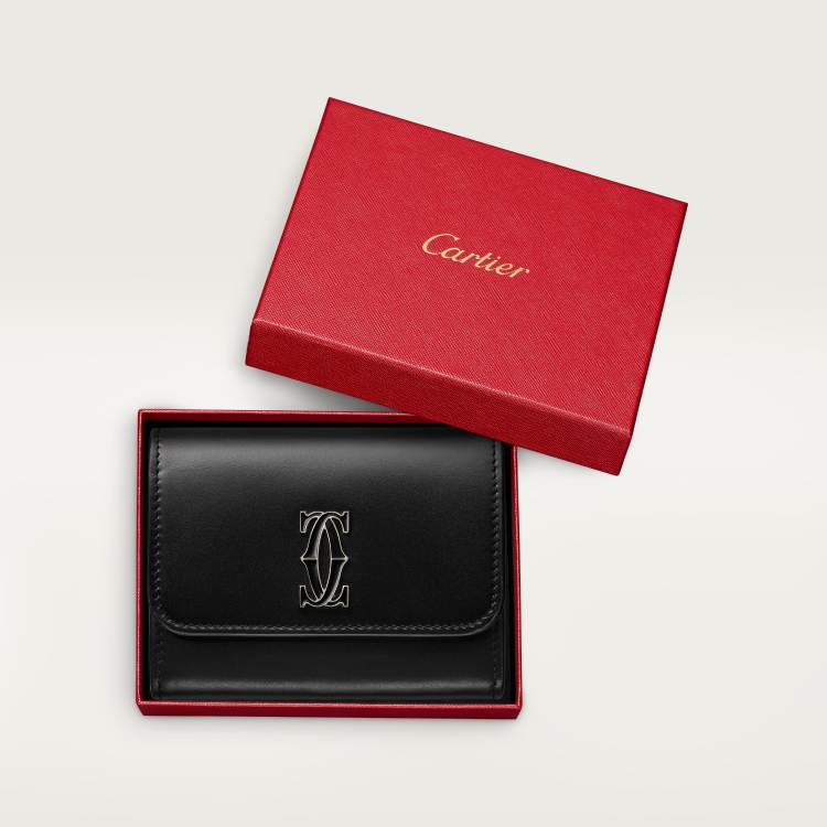 迷你皮夹，C de Cartier系列 黑色 小牛皮