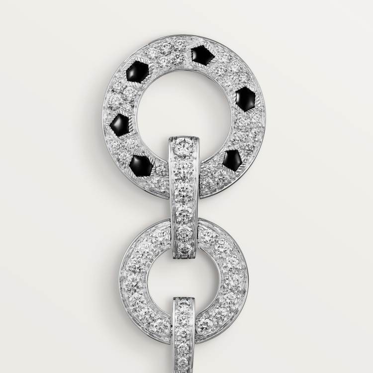 Panthère de Cartier卡地亚猎豹耳环，铺镶钻石 18K白金